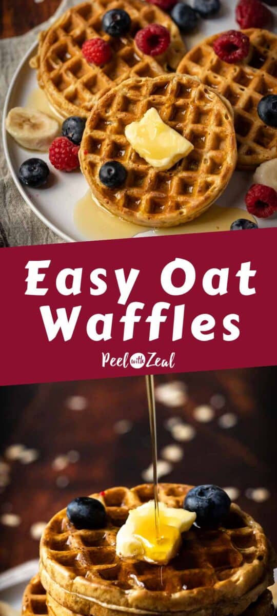 Oat waffles on a plate.