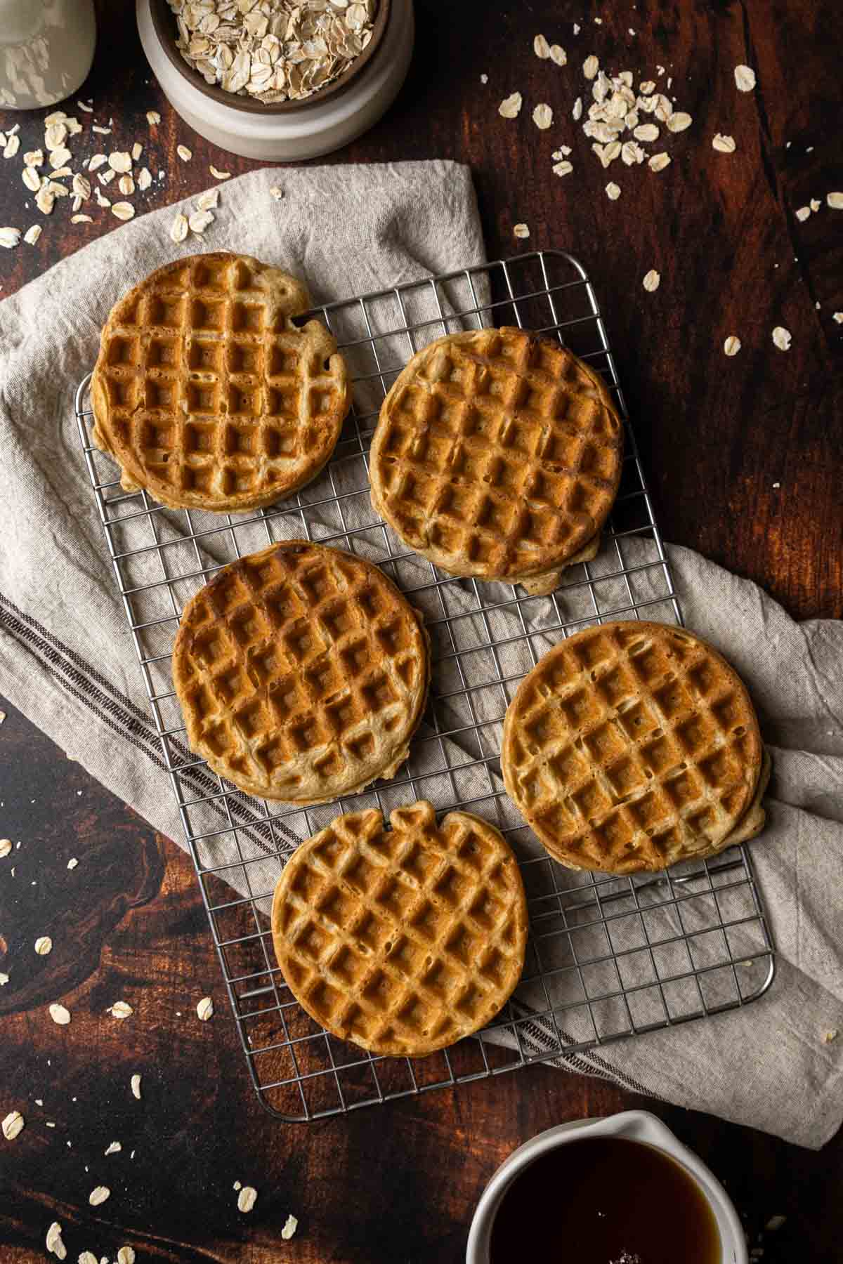 Waffles on a cooling rack.