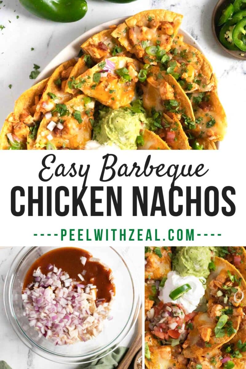 Chicken nachos on a plate.