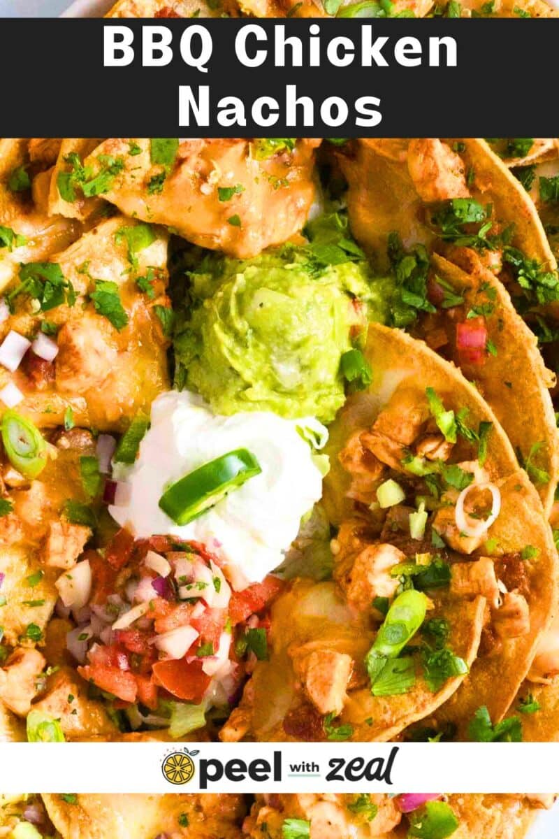 Chicken nachos on a plate.