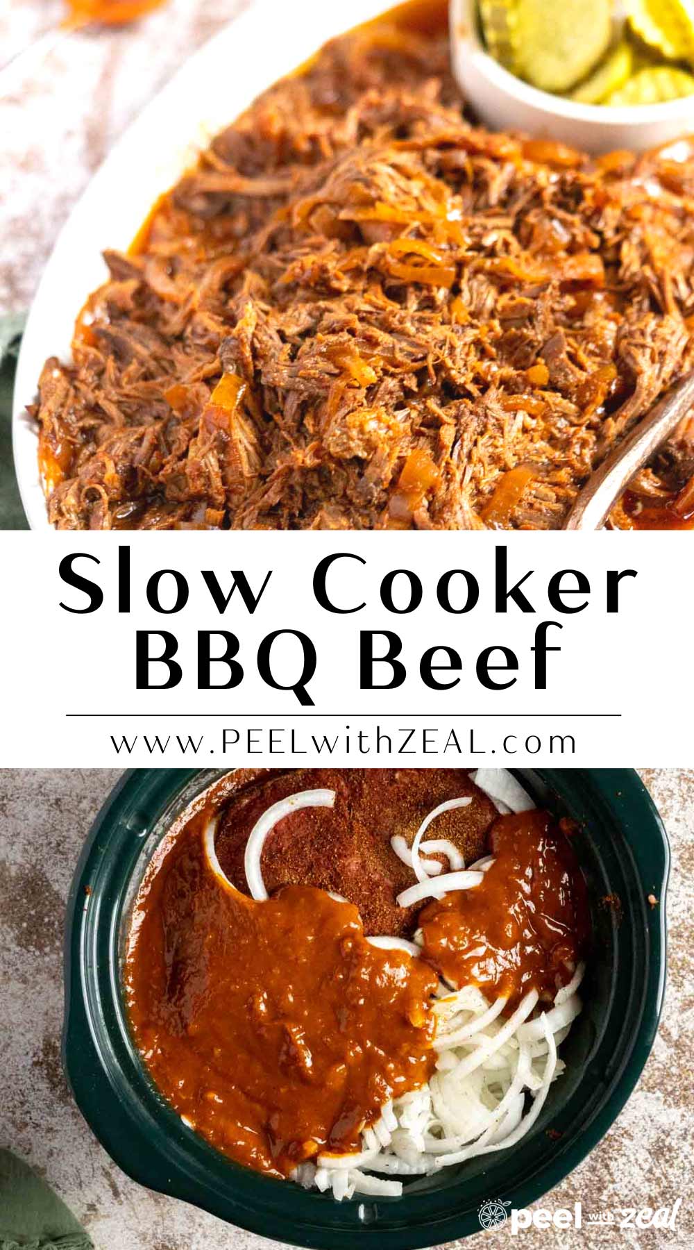 Slow Cooker BBQ Pulled Beef Peel with Zeal