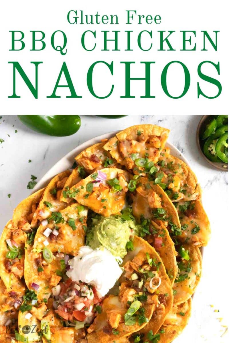 Chicken nachos on a plate.