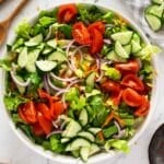 House salad in a serving bowl.