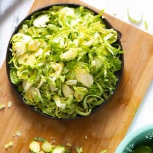 Sliced brussels sprouts on a plate.