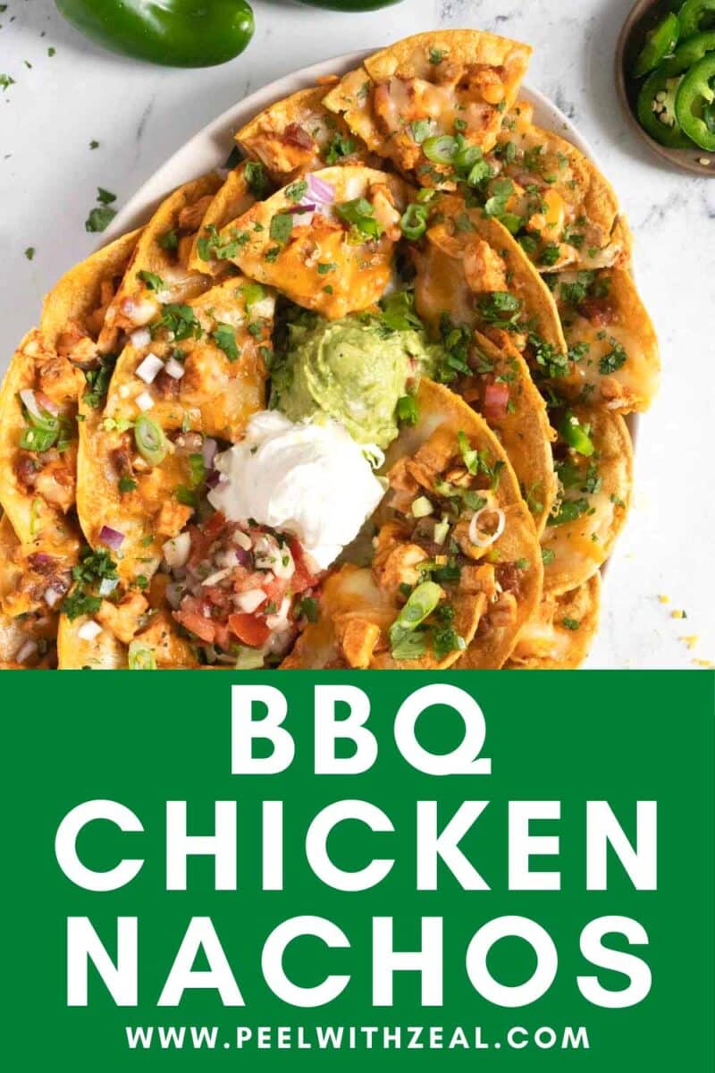 Chicken nachos on a plate.