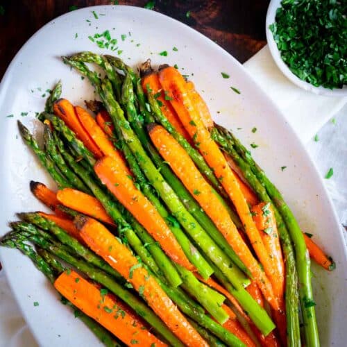 Roasted Carrots And Asparagus With Lemon Dressing pan-seared-grouper-with-lemon-garlic-sauce-recipe