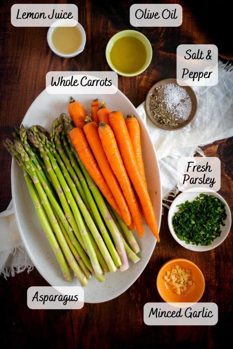 Roasted Carrots and Asparagus with Lemon Dressing