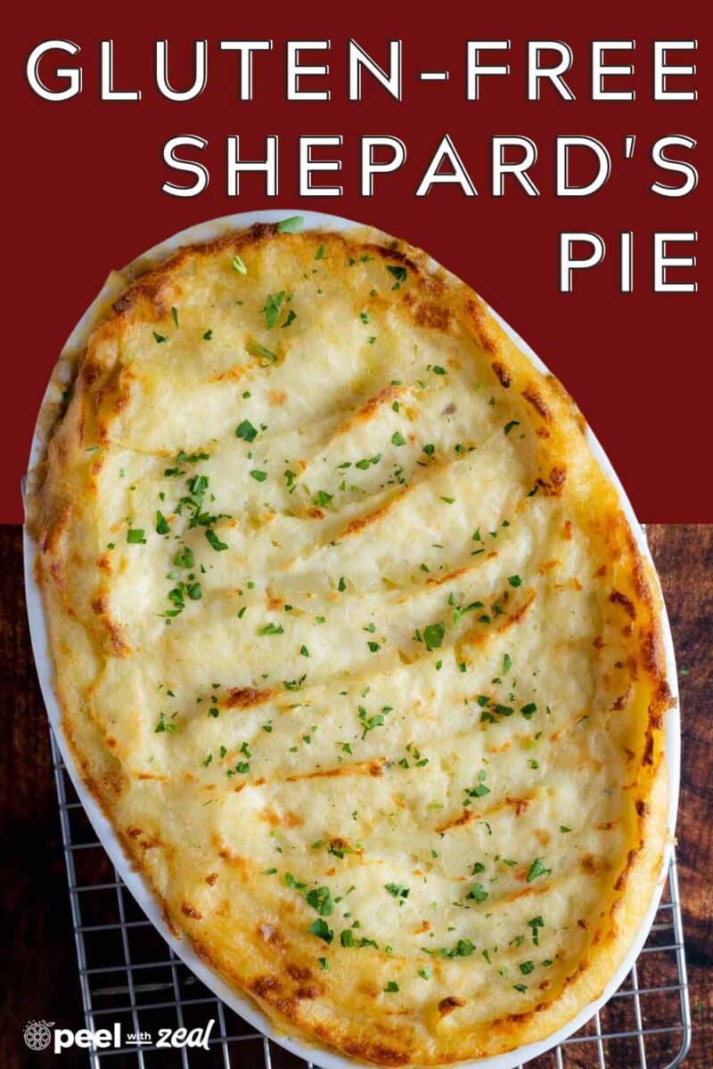 Sheaprds pie on cooling rack.