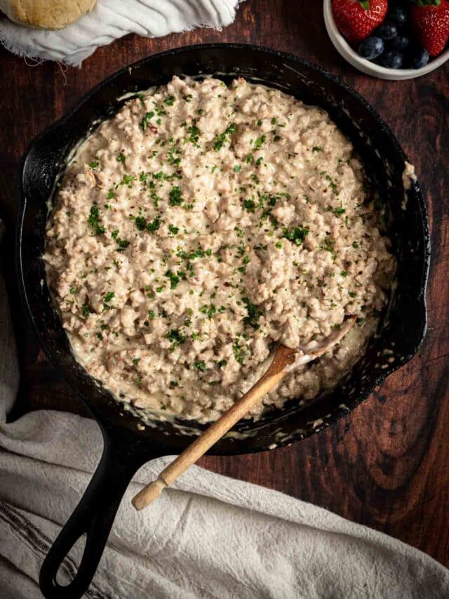 Gluten Free Sausage Gravy and Biscuits Peel with Zeal