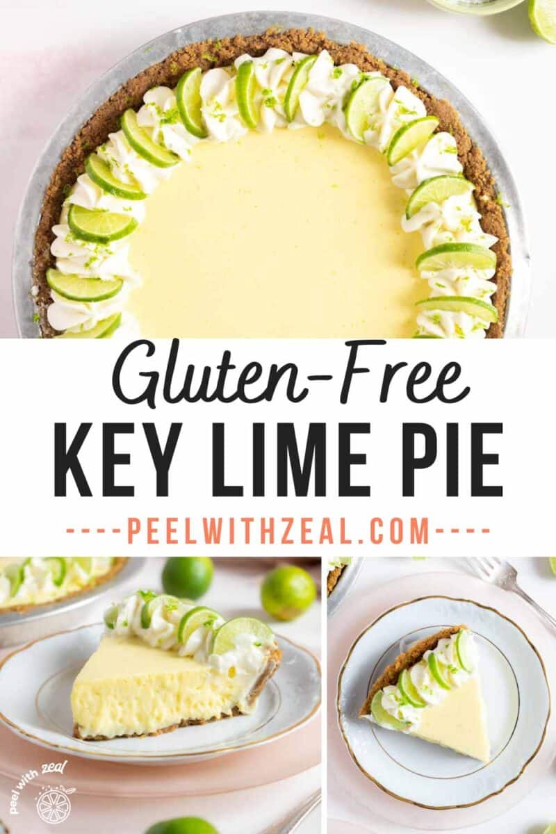 Key lime pie on a counter.