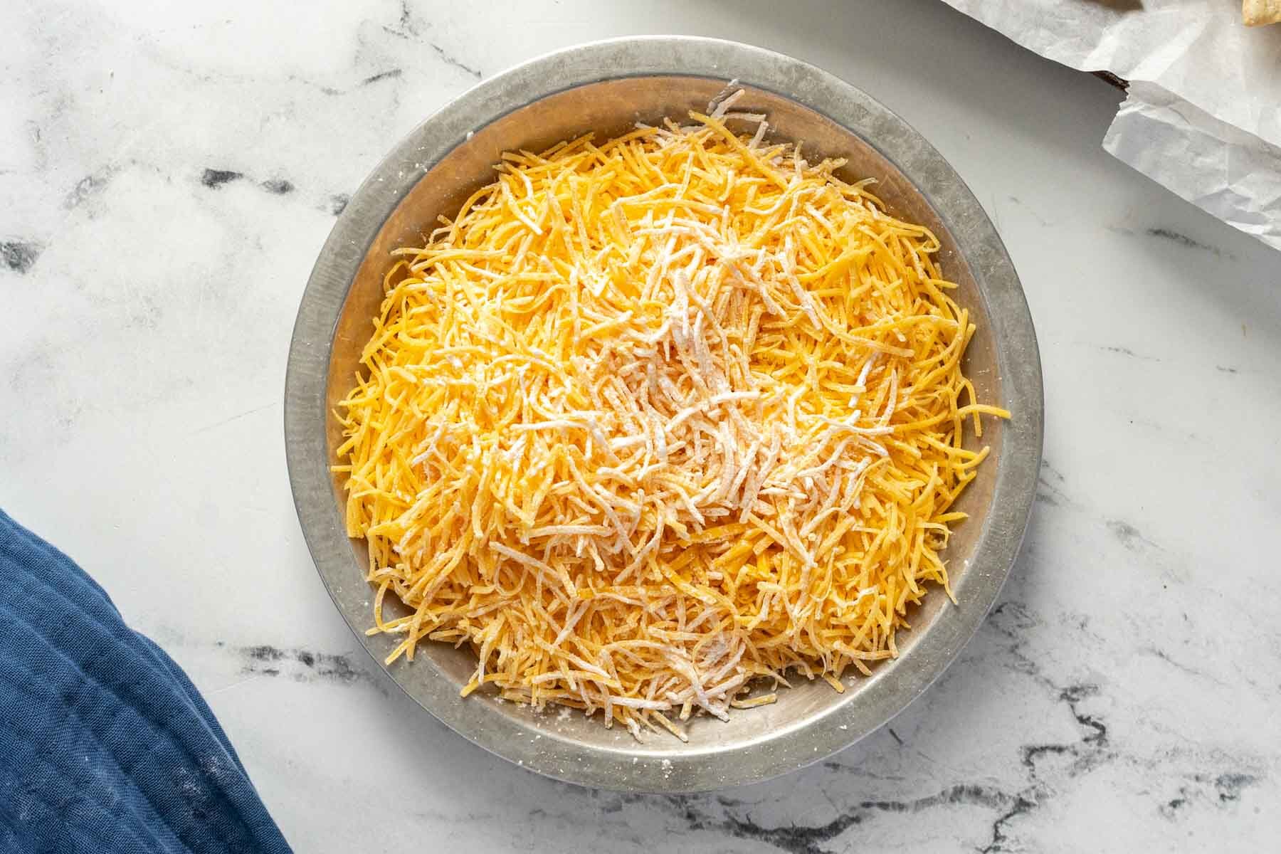 Shredded cheese with cornstarch.
