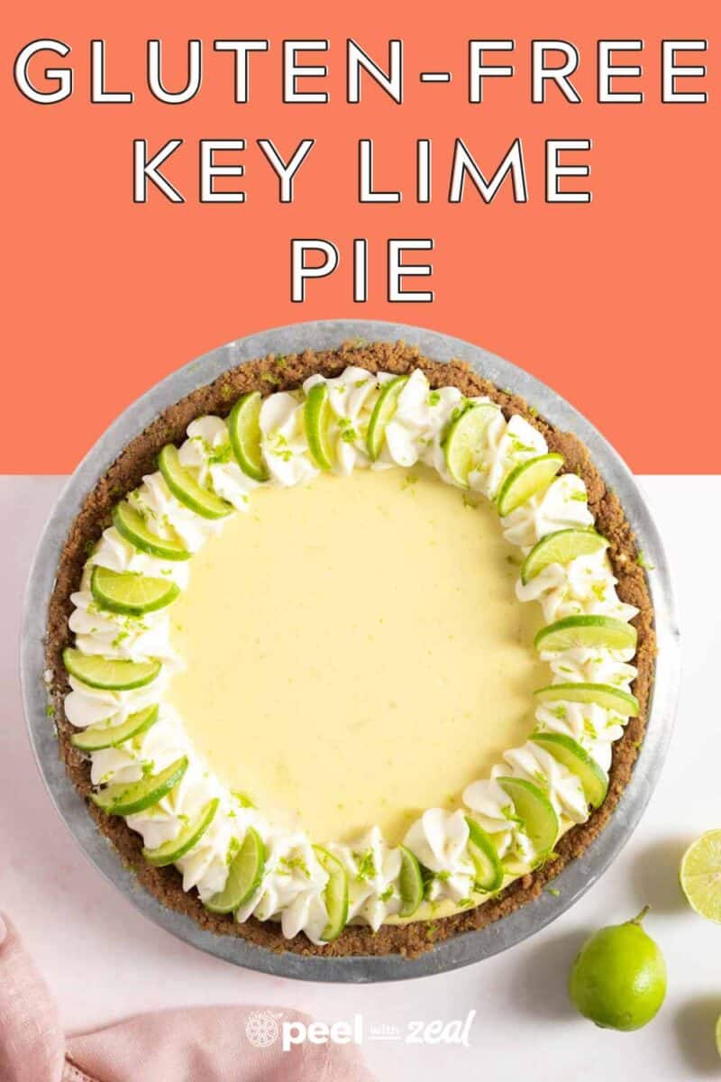Key lime pie on a counter.