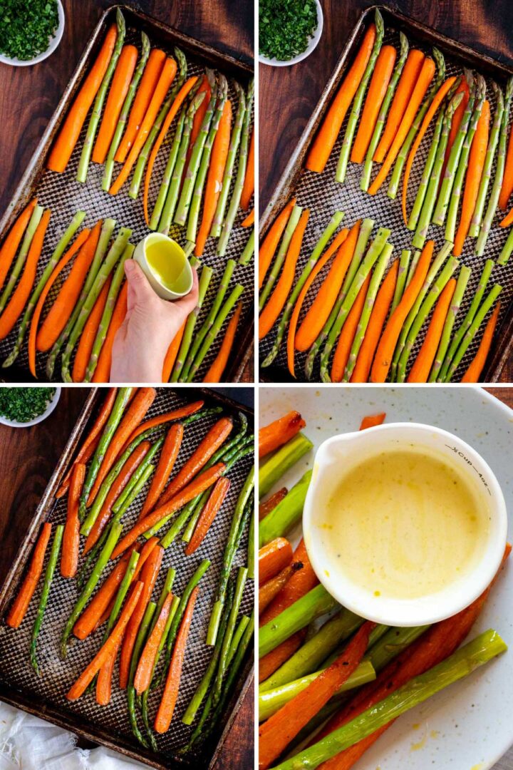 Roasted Carrots and Asparagus with Lemon Dressing