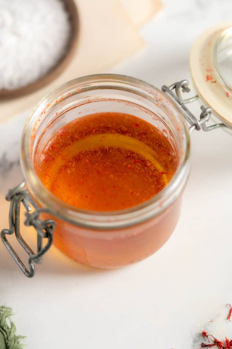 Saffron steeping in water.