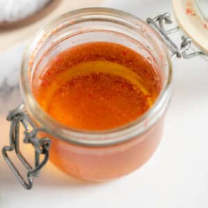 Saffron water in a jar.