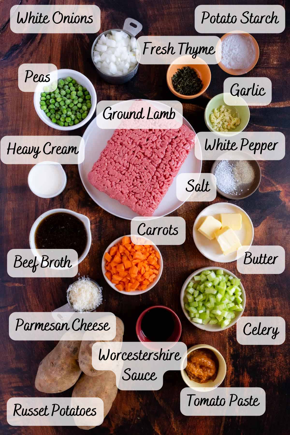 Recipe ingredients on a table.