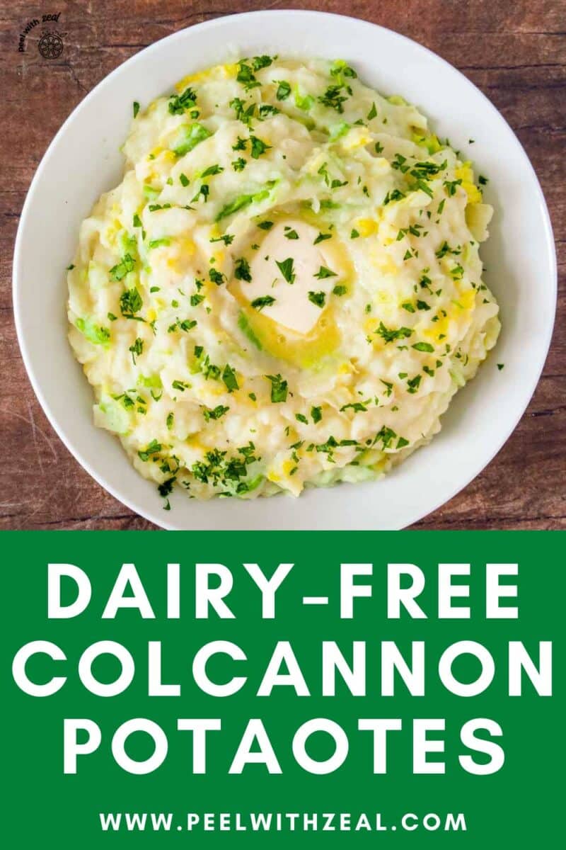 Colcannon in a white bowl.