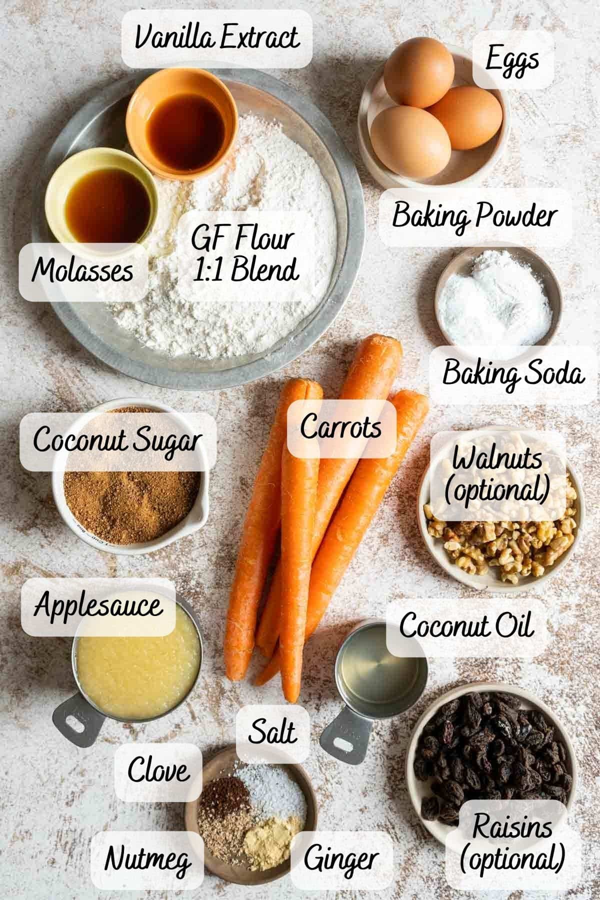 Recipe ingredients on counter.