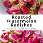 Cooked watermelon radishes in a bowl.