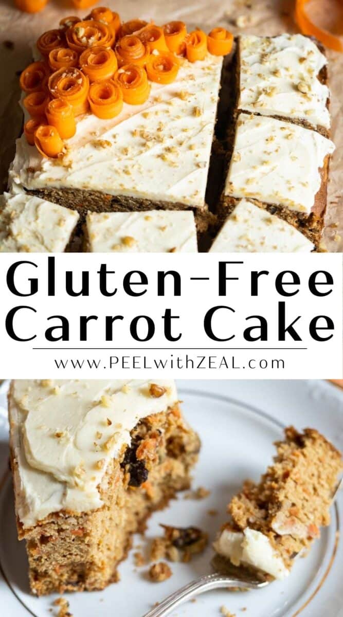 Carrot cake cut into slices.