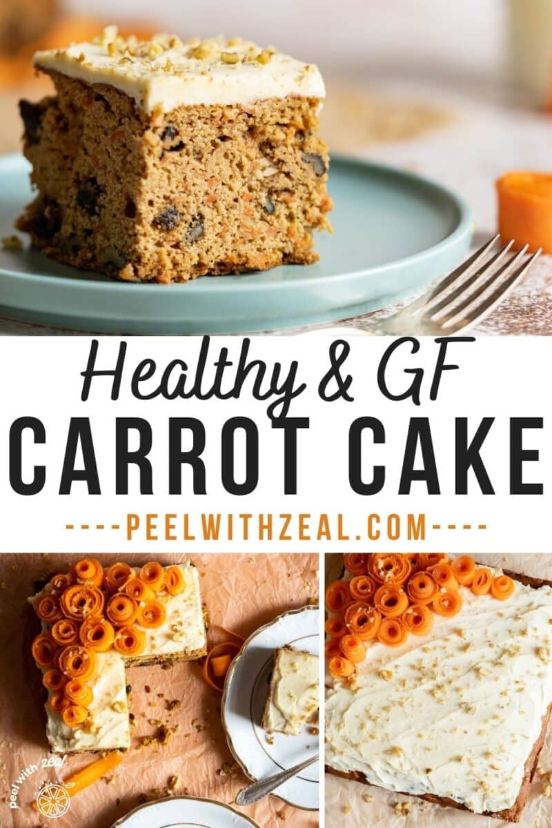 Carrot cake cut into slices.