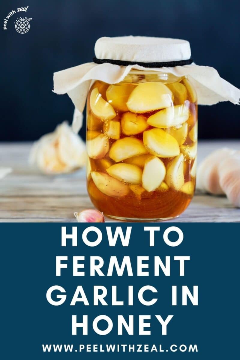 Garlic and honey in a jar.