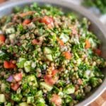 Tabbouleh in a serving dish.