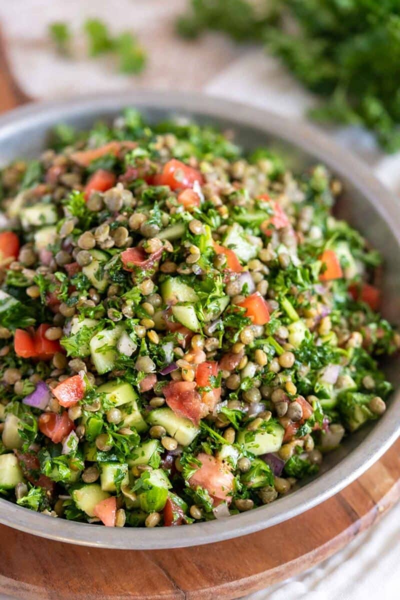 Tabbouleh in a serving dish.