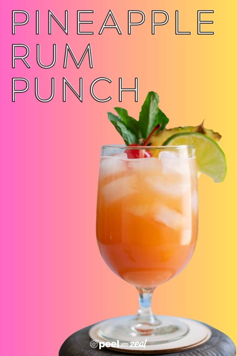 Rum punch cocktail in a glass.