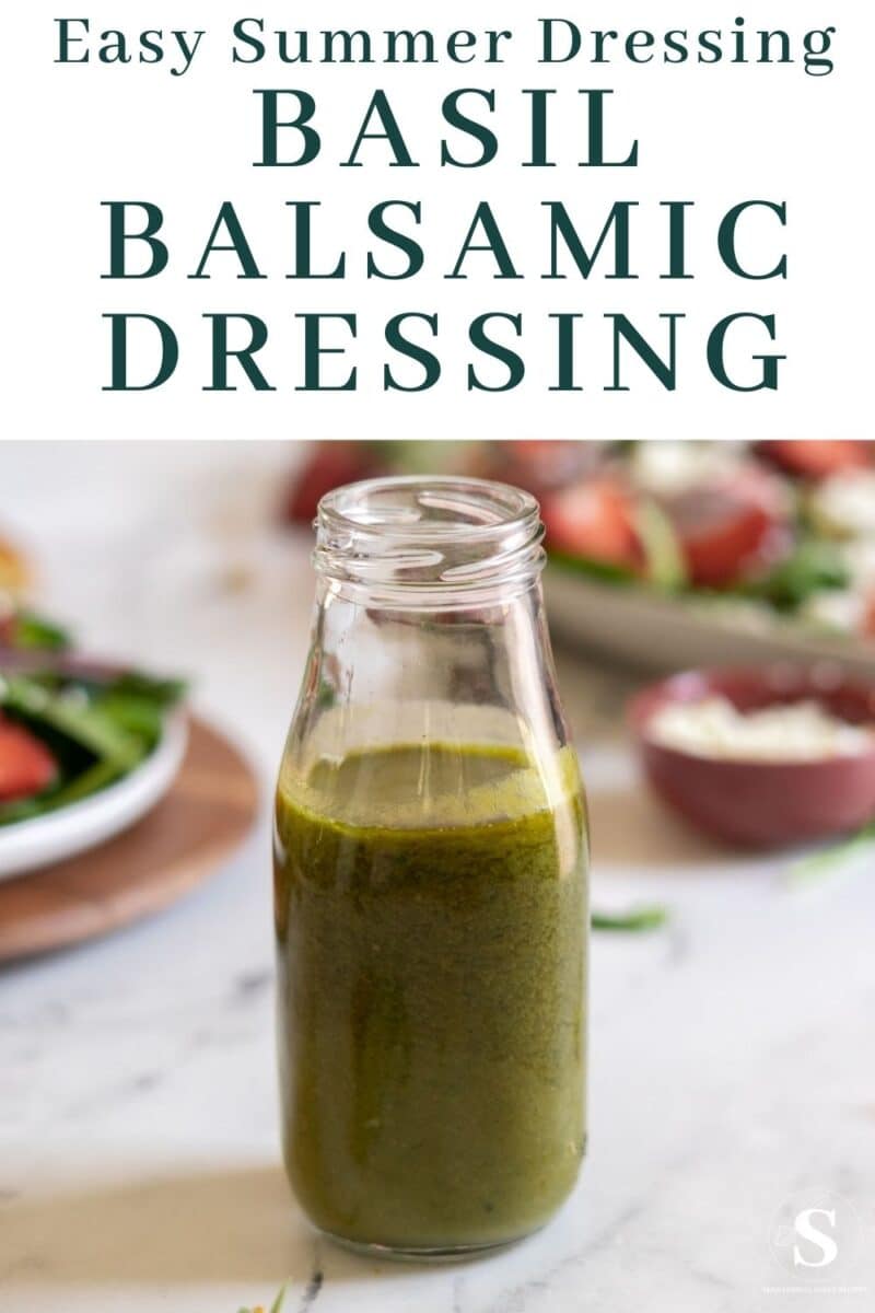 Jar of homemade salad dressing.