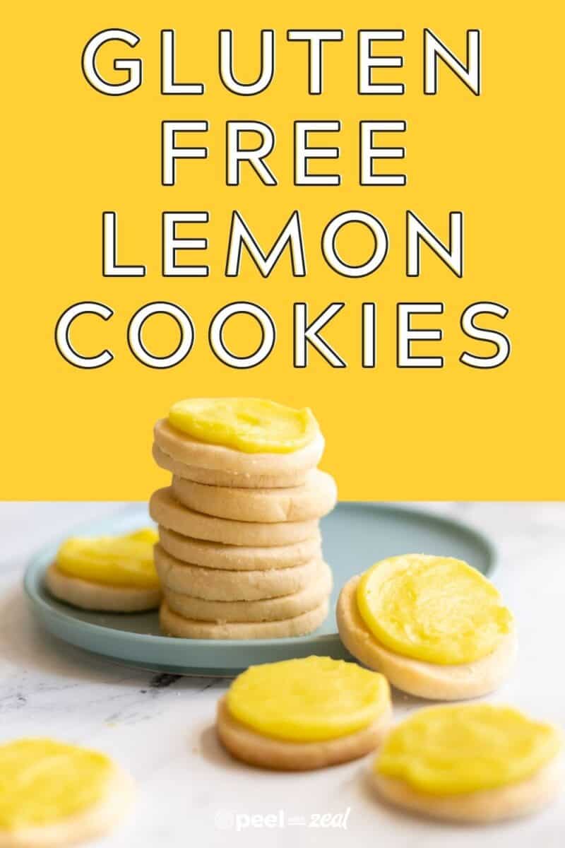 Stack of lemon cookies on a plate.