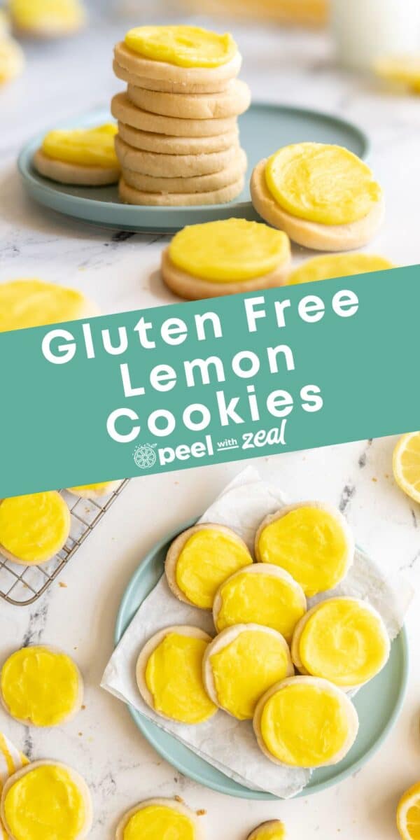 Stack of lemon cookies on a plate.