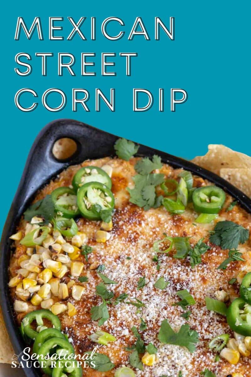 Elote dip in a bowl.