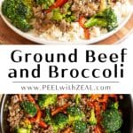 Ground beef and broccoli on a plate.