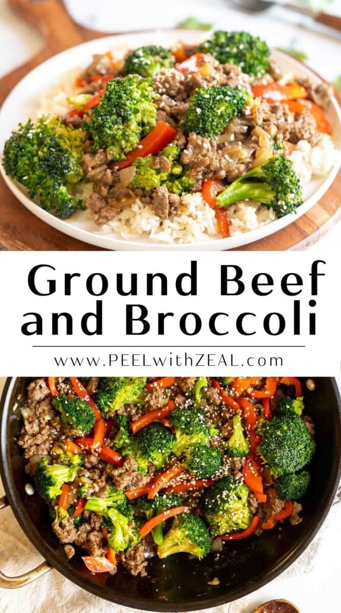 Ground beef and broccoli on a plate.