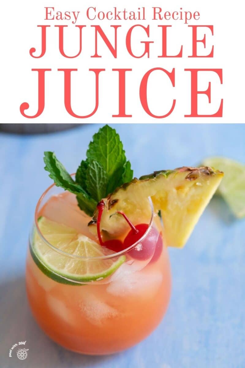 Rum punch cocktail in a glass.