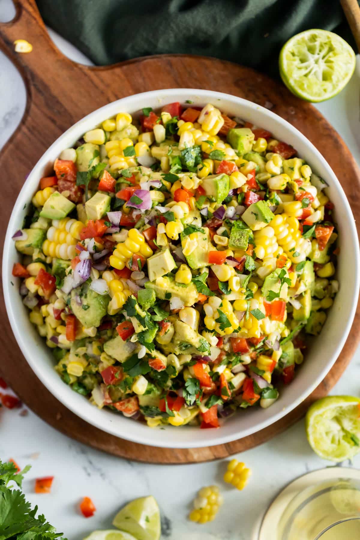 Bowl with corn salad.