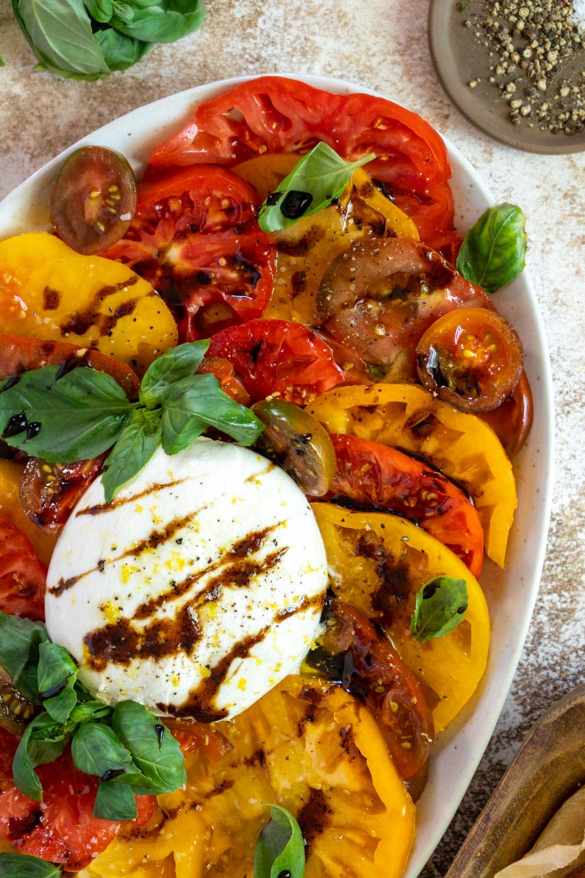 Burrata with tomatoes and balsamic.