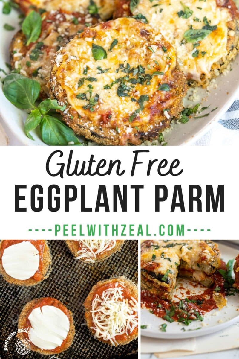 Eggplant parmesan on a serving plate.