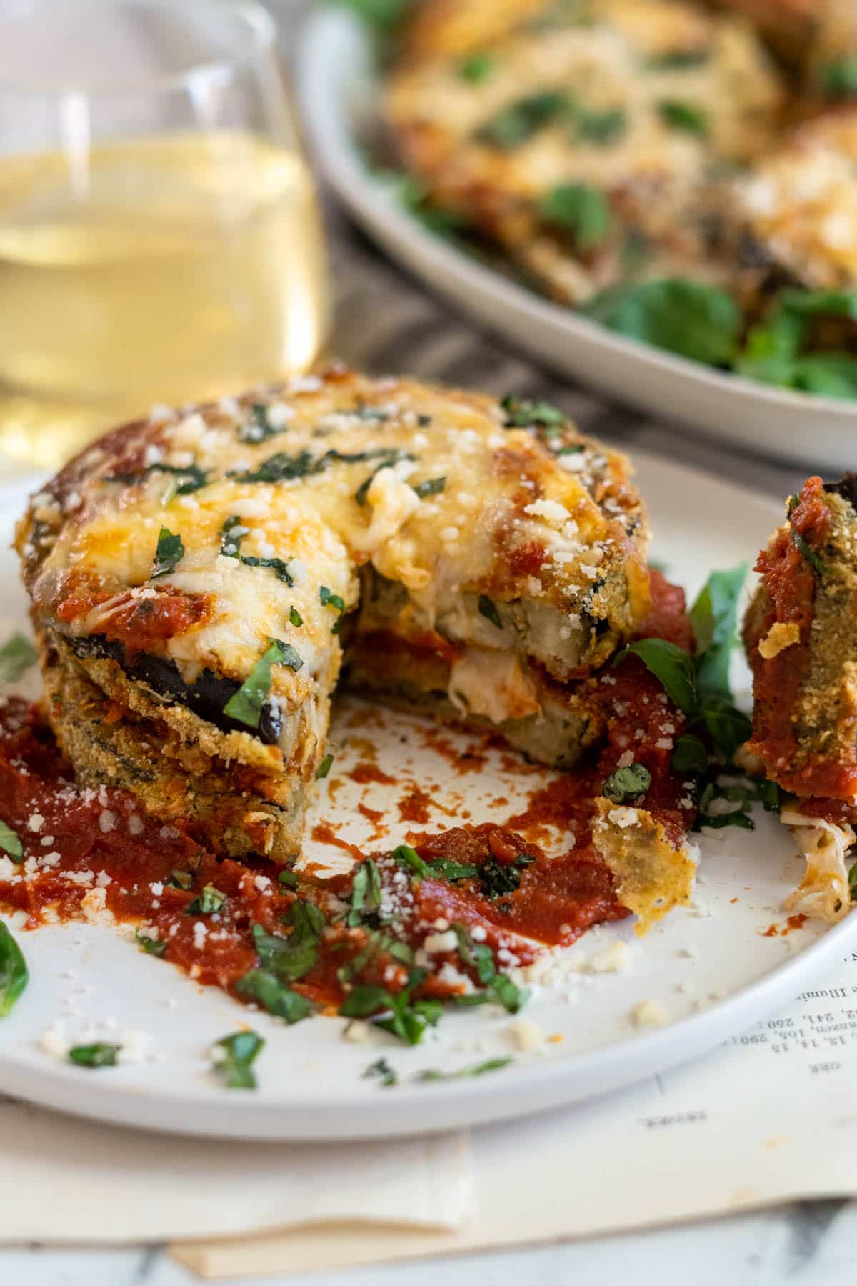 Bite out of eggplant parm.