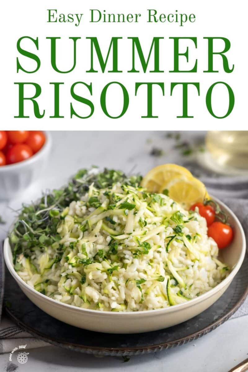 Zucchini risotto in a bowl.