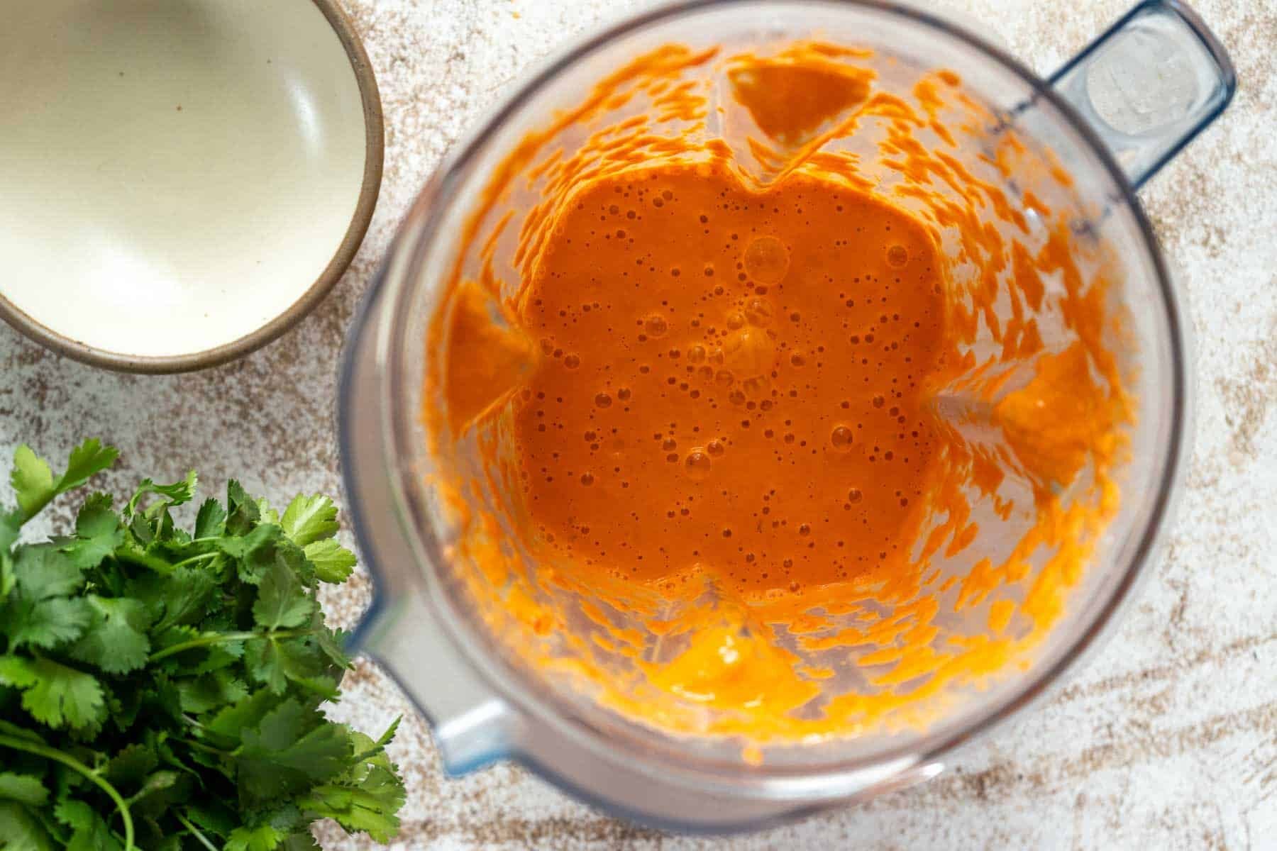 Sauce in a blender.