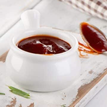 Bowl of thick BBQ sauce.