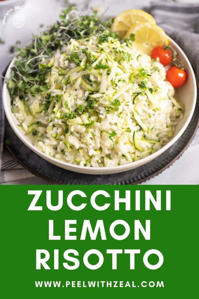 Risotto in a bowl with lemon.
