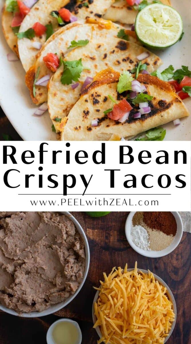 Crispy bean tacos on a plate.