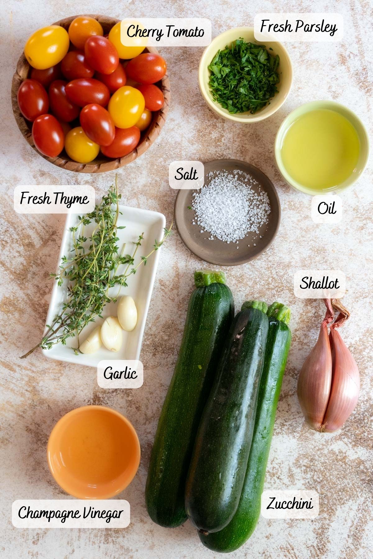 Recipe ingredients on a counter.