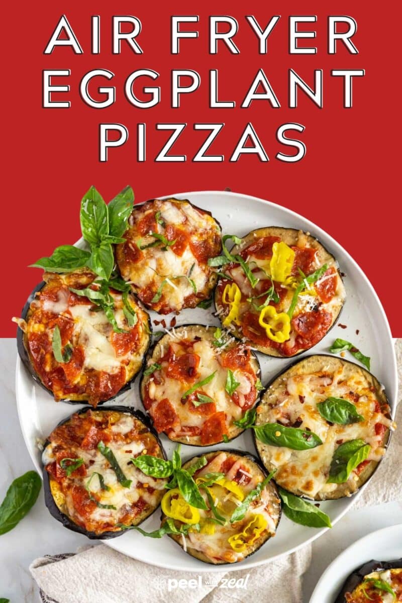 Eggplant pizzas on a plate.