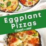 Eggplant pizzas on a plate.