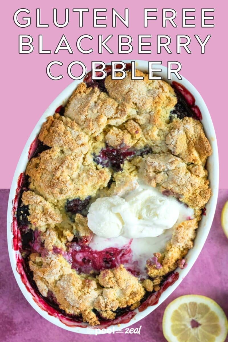 Blackberry cobbler in a baking dish
