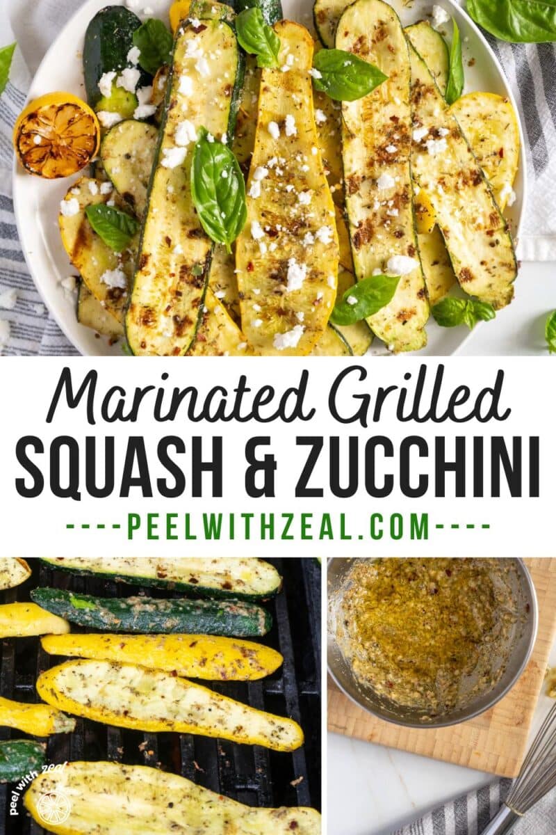 Grilled zucchini and squash on a plate.